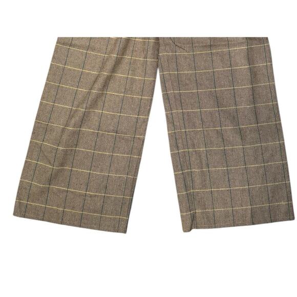 Weili Zheng NEW Wide Leg Trousers Size XS Old School Check Plaid Herringbone Tan - Picture 3 of 8